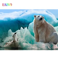 winter polar bear backdrop ice snow penguin photography background baby birthday party background decor photo booth youtub wall