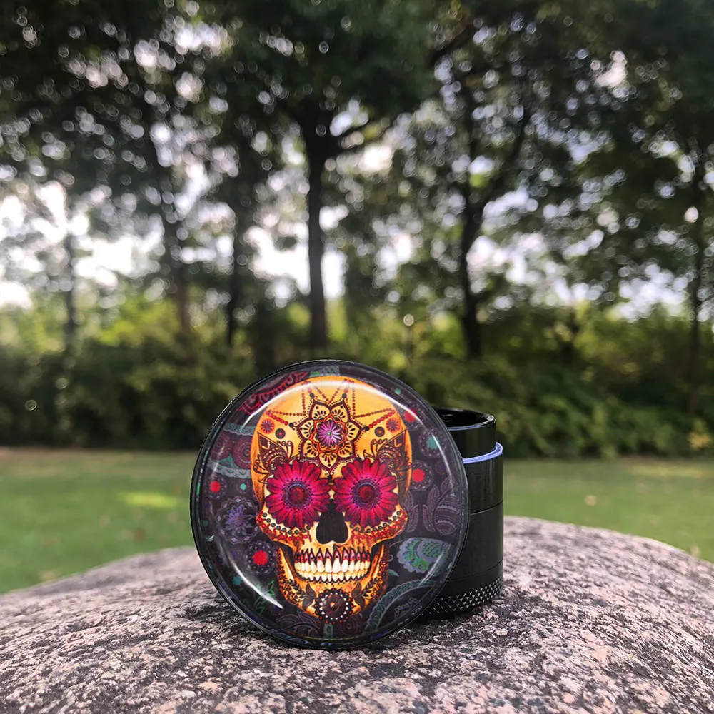 50mm 4 Layers Tobacco Herb Grinder Machine Skull Series Diamond Teeth Weed Crusher Serie Metal Aluminum Smoking Accessories | Дом и сад