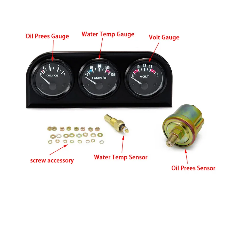 52 мм 3 в 1 датчик температуры воды + Вольтметр манометр масла тройной