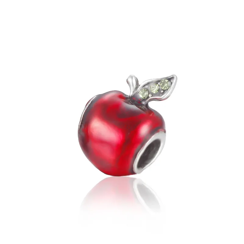 HOMOD DIY Европейские Бусины-Пригонки Pandora красное яблоко Стразы бусины талисманы подходят бренд браслеты для женщин подарок