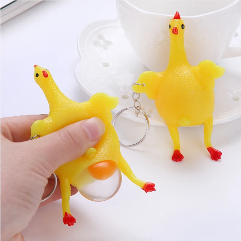 

Laying Hens Gadgets Chicken Egg Stress Relief Funny Toy Tricky Creative Keychain Spoof Chick Toy Keyring Relief Gift Presents