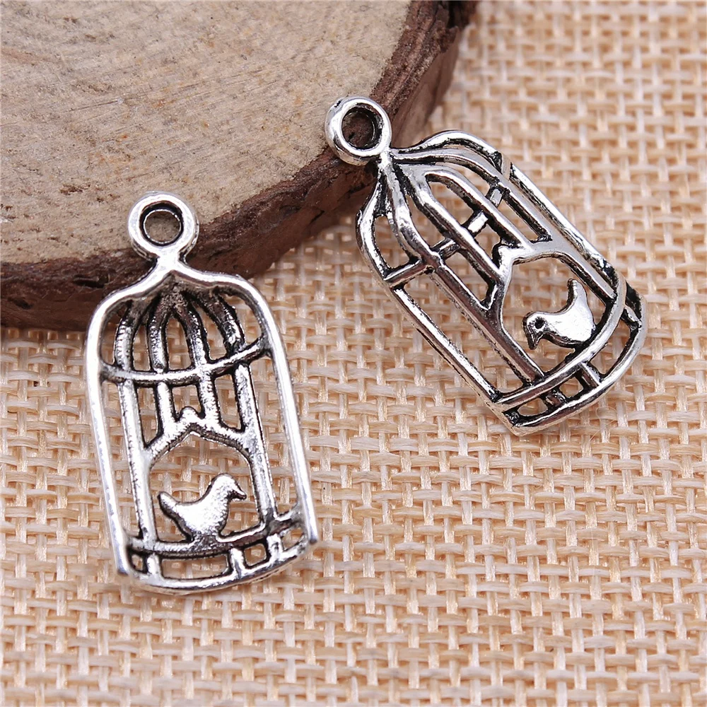 

Charms for Jewelry Making Findings Handmade DIY Craft 20pcs Antique Silver Color 26x14mm Bird Cage Charms Pendant