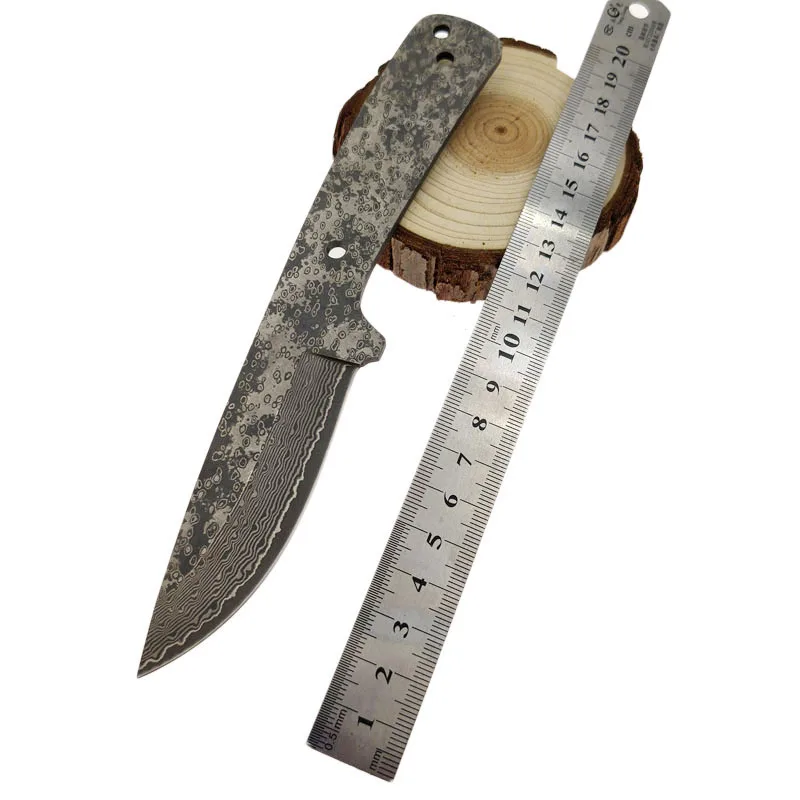 

Dropship Sharpen Damascus Steel VG10 Sandwich Clamp Steel Integral Keel Hunting knife With Brass guard DIY Knife Blade Material