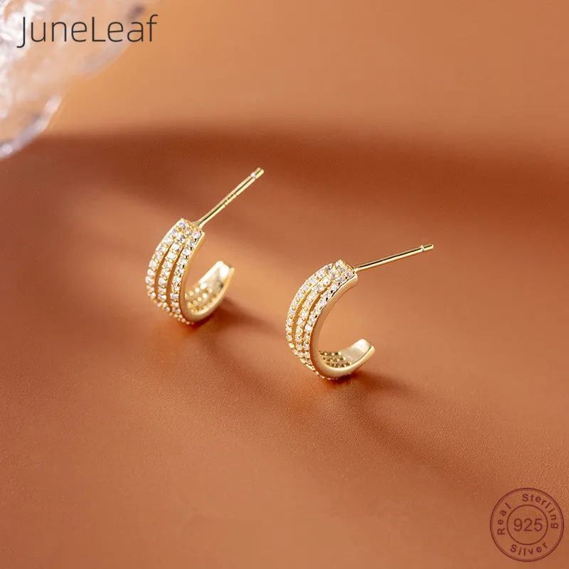 

JuneLeaf 925 Sterling Silver Luxury Wedding Zircon Hollow Multi-layer Stud Earrings for Women Trendy Sweet Pirecing Jewelry