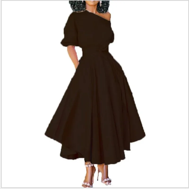 Сексуальное платье с открытыми плечами длинное женское летнее повседневное