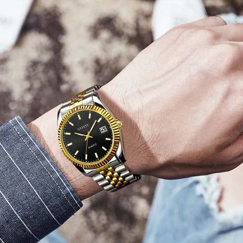 

Men watch Gaiety Brand Business Gold Diamond Fashion Calendar Luxury Waterproof Quartz Wristwatch Relogio Masculino