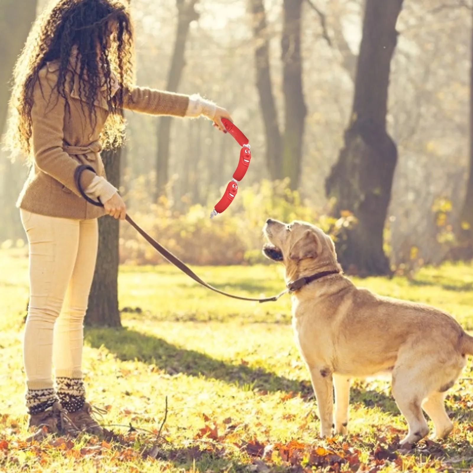 1/3 раздел Красный Колбаса Собака молярная укус игрушки силиконовые стресса