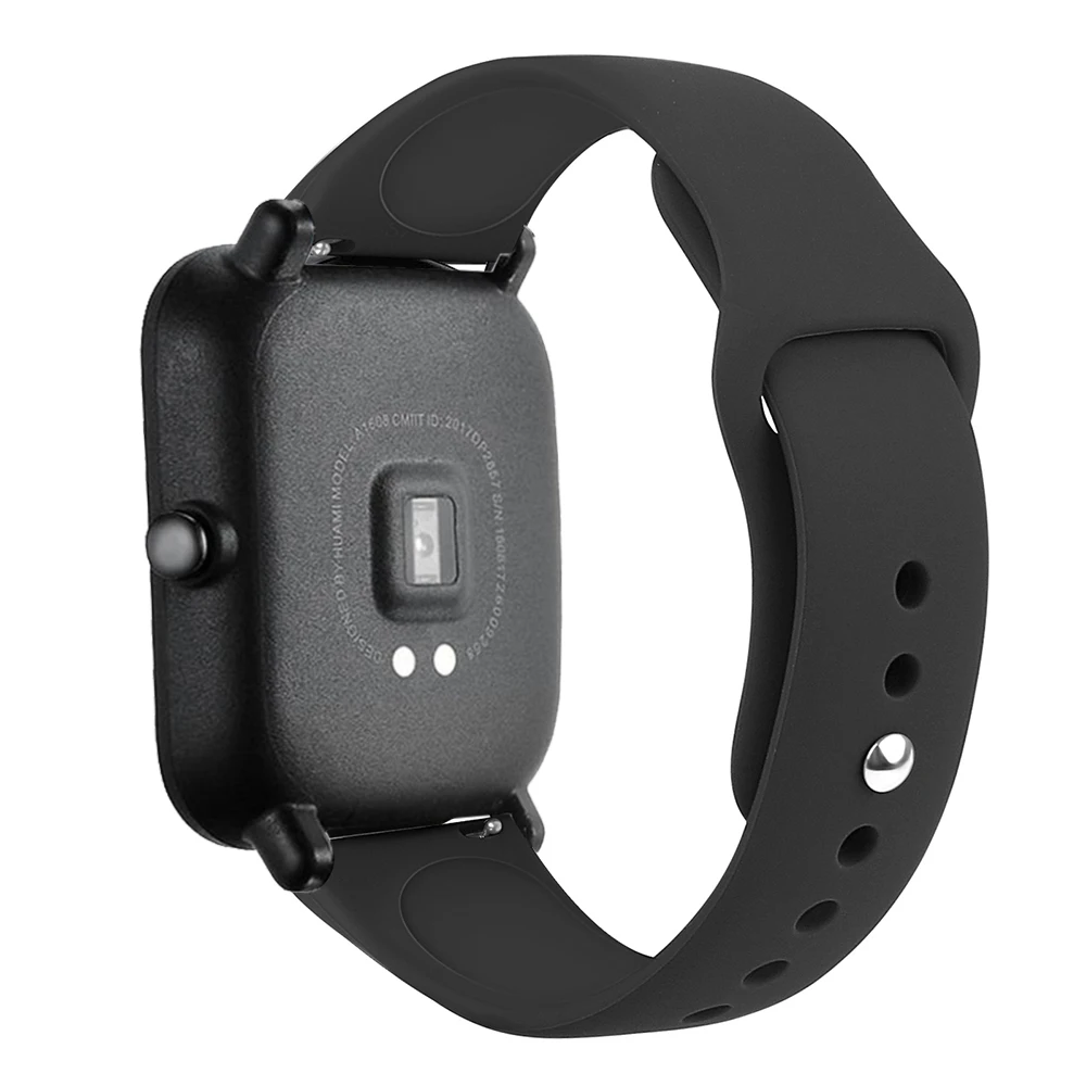 20 мм силиконовые браслеты для Xiaomi Huami Amazfit GTS Bip BIT PACE Lite Youth smart watch band для Garmin vivoactive 3 ремешок для часов - Цвет: Black