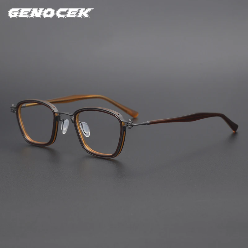 

Винтажные мужские ацетатные очки с квадратной оправой, роскошные Брендовые женские и мужские ретро дизайнерские очки с оправой для близору...