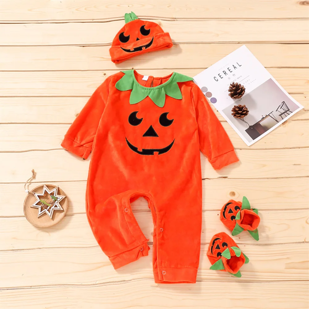 

Pumpkin Costume Set Baby Newborn Boy Girl Long Sleeve Jumpsuit