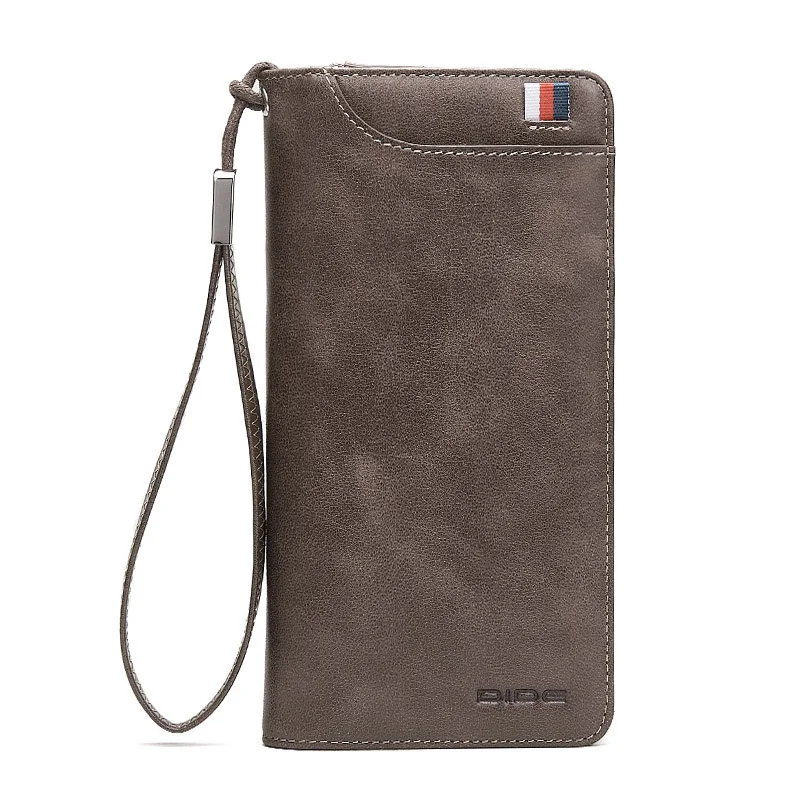 

DIDE Long Wallet Genuine Leather Daily handbag Men's card holders male clutch zipper coin purse for cell phone business luxury
