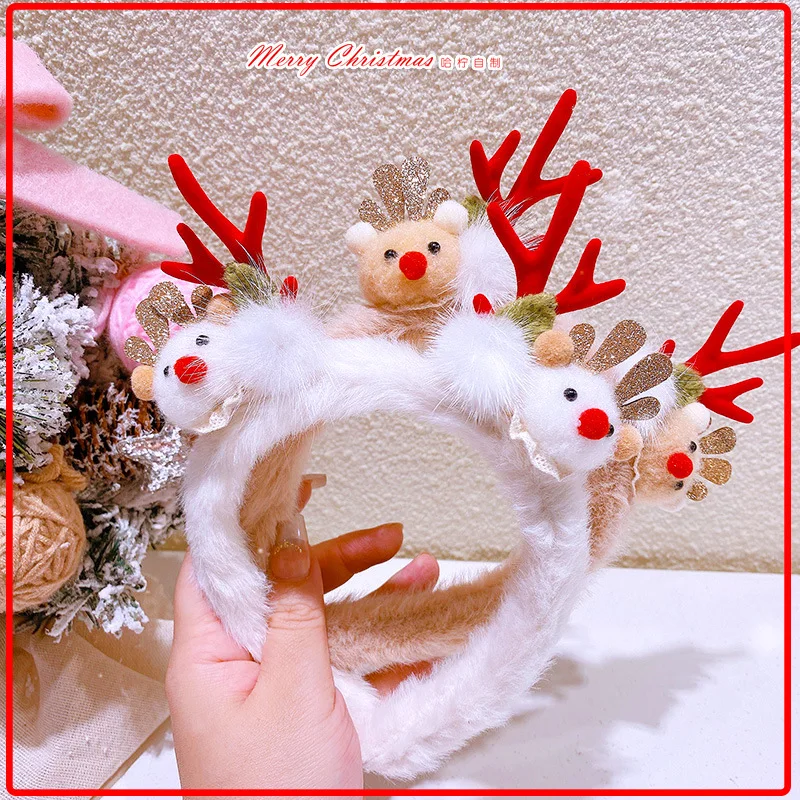 

Gir Christmas Headband with light Christmas Decorations Gifts Hair Clips Antler Headbands New Year Decoration Santa Headband