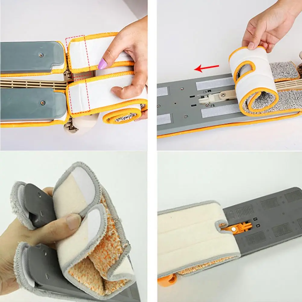 Швабра с самоотжимом двусторонняя плоская моющаяся швабра откидной крышкой