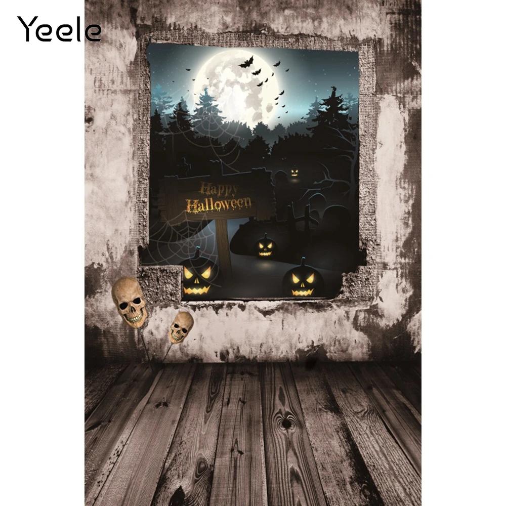 

Yeele гранж деревянные доски стены Счастливый Хэллоуин ребенок портрет фотографии декорация фоны для фотостудии