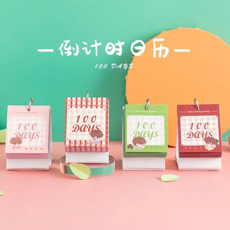 

100 days countdown small desk calendar creative learning plan cute mini inspirational exam study home office desktop decoration