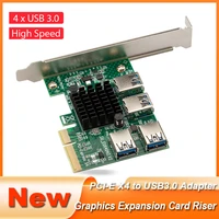 pci e x4 to usb3 0 adapter 4 port high speed graphics expansion card riser for btc miners computer accessories high quality new