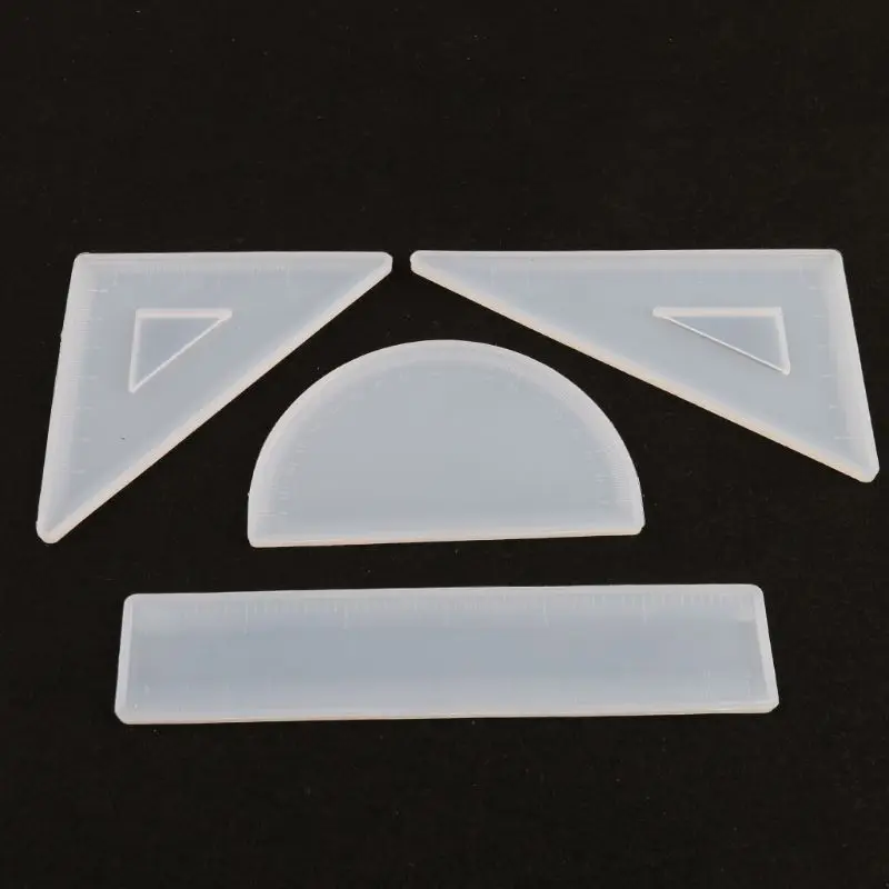 

4 Shapes Silicone Resin Ruler Molds Kit Handmade Straignt Ruler Square Rulers Triangular Ruler Protractor Mold Art Craft