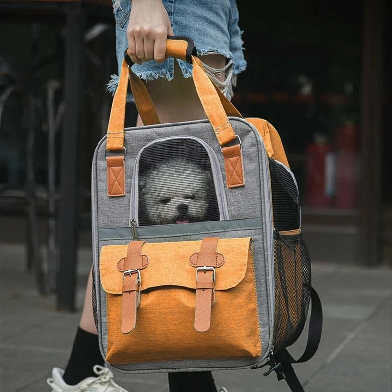 

Переносной дорожный рюкзак для кошек, Воздухопроницаемая сетчатая сумка на ремне с двумя лямками для щенков, для маленьких собак и кошек