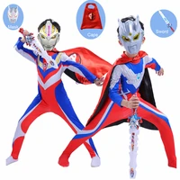 boy ultraman superheroes cape mask jumpsuit suit geed tiga belial ginga zero halloween costume for kids child cosplay clothing