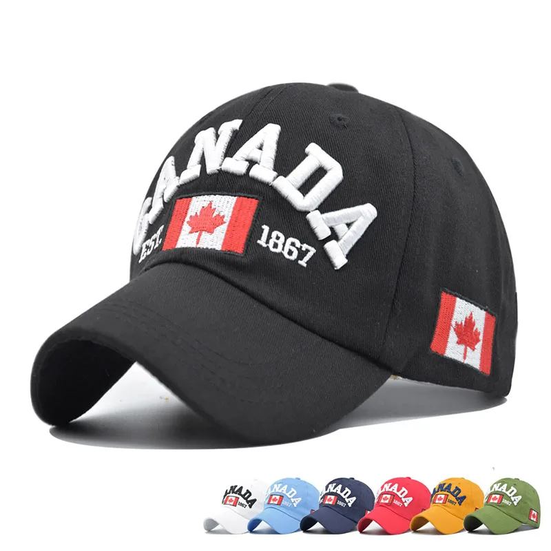 

New Cotton Baseball Cap Canada Flag Embroidered Sunmmer Men Women Visor Hat Bones Snapback Adjustable Hip Hot Hats Gorras CP110