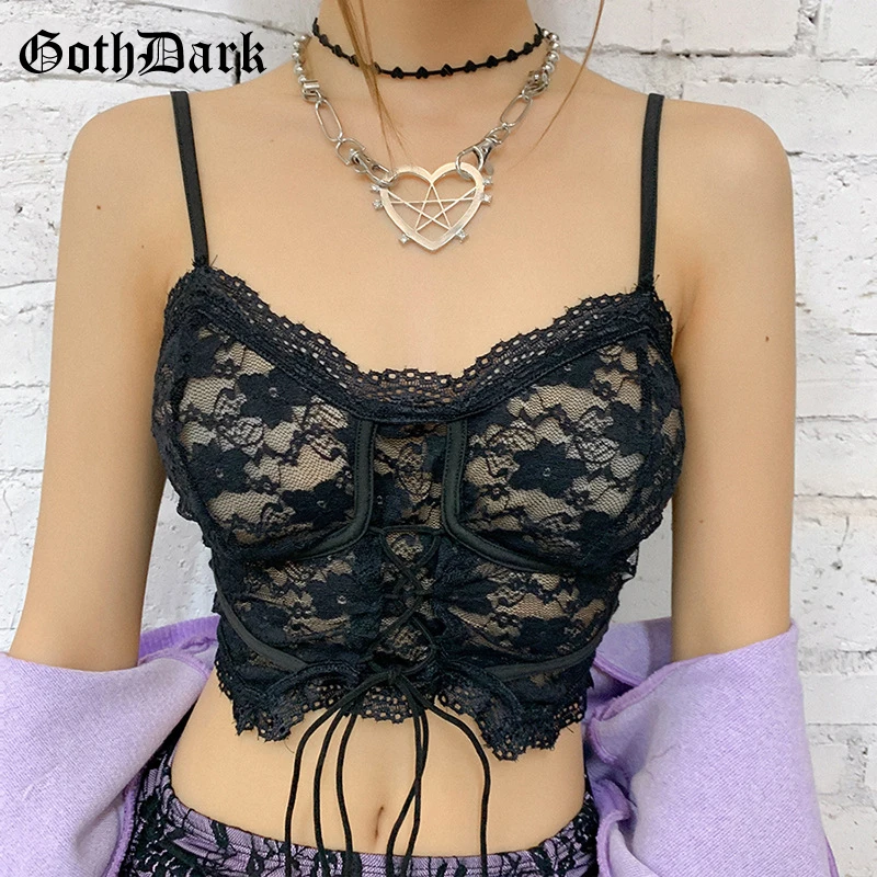 Женский кружевной топ Goth Dark Готический сексуальный прозрачный с открытой спиной
