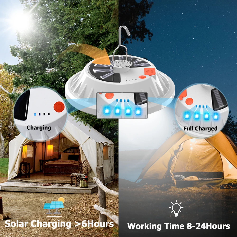 camping lantern portable light solar camping lamp tent lantern led emergency rechargeable solar power bank for portable lighting free global shipping