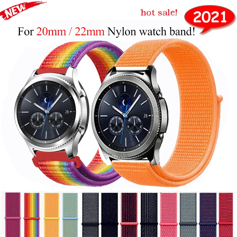 

22mm 20mm Nylon Loop Strap For Samsung Galaxy Watch 46mm/42mm/Gear S3/ S2 Smart Watch Band Woven Wristband For Amazfit Pace /Bip
