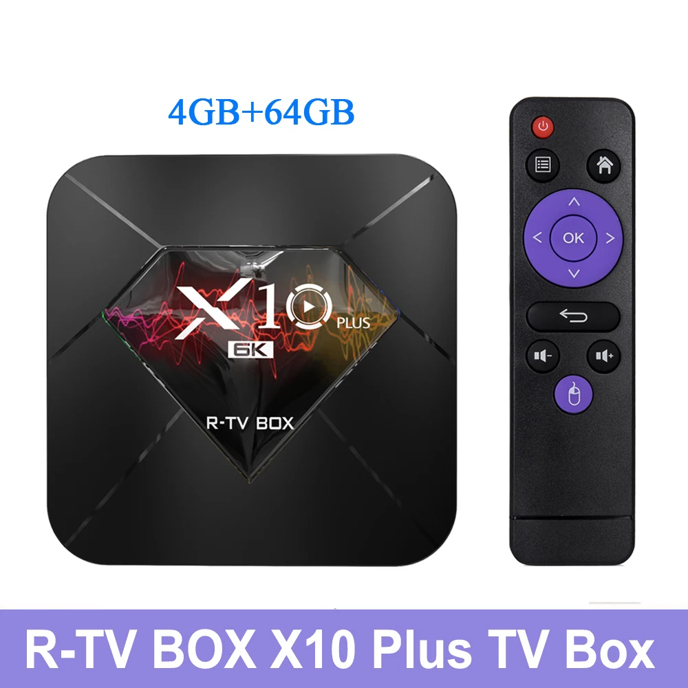 ТВ Приставка Smart TV X10 PLUS Android 9 0 Allwinner H6 4K медиаплеер 4 Гб ОЗУ 32 ПЗУ 2 4G WiFi USB3.0 H.265 VP9