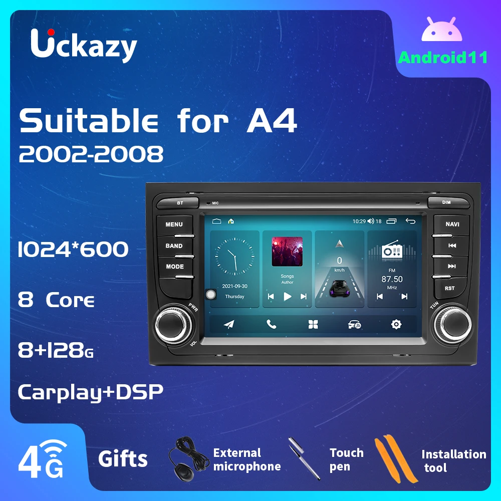 Автомагнитола Uckazy 8 ядер 2 Din Android 11 для Audi A4 B6 B7 S4 RS4 seat Exeo 2002-2008 Carplay 2008-2012