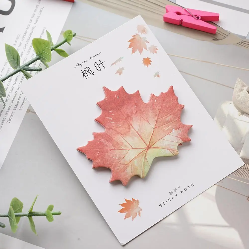 Cute Kawaii Natural Plant Leaf Sticky Note Memo Pad Office Planner Sticker Paper Korean Stationery School Supplies | Канцтовары для