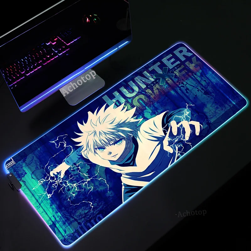 

RGB коврик для мыши Hunter X Hunter, игровой ПК, геймерский коврик для мыши, большой ноутбук со светодиодный светильник кой, коврик для клавиатуры, На...