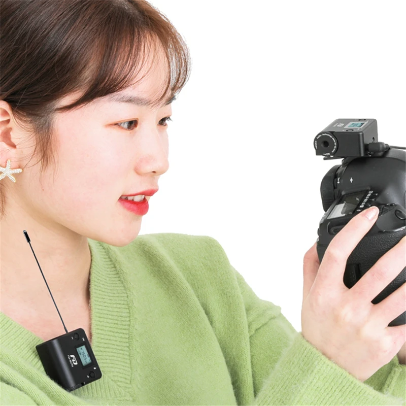 Беспроводной микрофон UHF 57 каналов профессиональный петличный мини для камеры