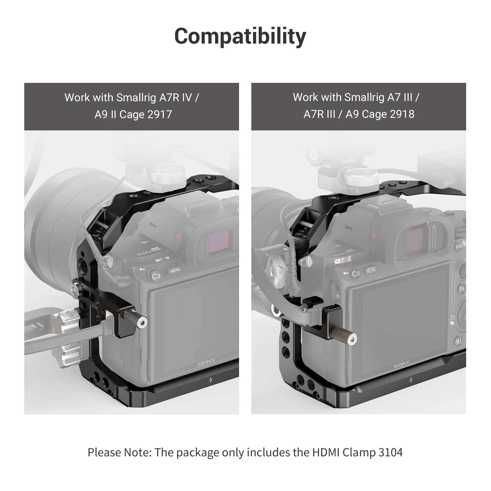 Зажим SmallRig HDMI для Sony A7 III A7R IV клетка совместимая с кабелями разных размеров 3104 |