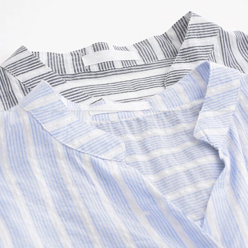 

Summer 2021 women top Fashion Stripe V-neck Blouse Comfortable Women Tops Half Sleeve Button Casual Long Shirts Plus Size S-2XL
