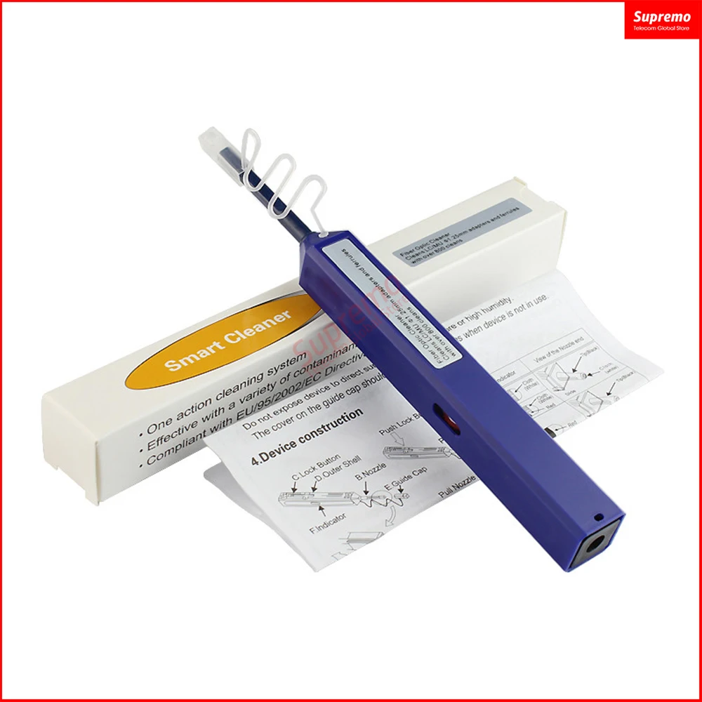 

High Quality LC/SC/FC/ST One-Click Cleaner Tool 1.25mm and 2.5mm Fiber Optic Cleaning Pen 800 Cleans Fiber Optic Cleaner