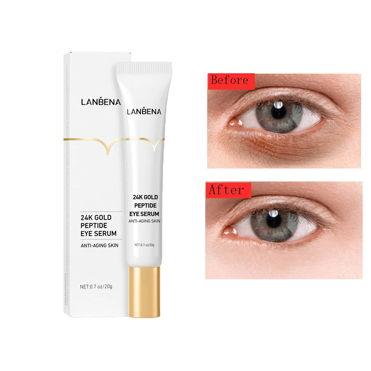 

Eye Cream 24K Peptide Collagen Serum Anti-Wrinkle Anti-Aging Bags Remover Dark Circles Puffiness Gel Firming Brighten Eye Care