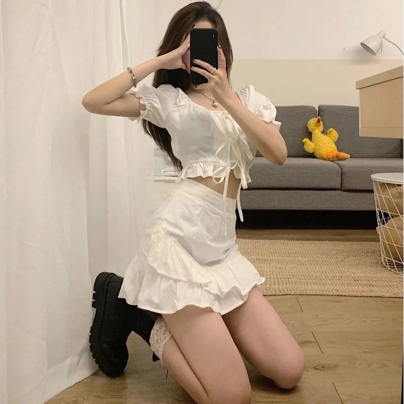 Корейский Повседневный милый летний комплект Ulzzang из двух предметов новый