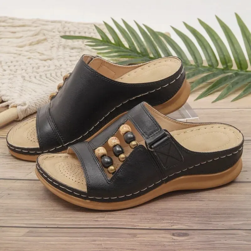 

Women Sandals Cut Out Wedge Sandals Women Platform Shoes Fashion Ethnic Flat Shoes Female Slippers Outdoor Sandalias Muje 2021