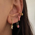 Новые модные разноцветные капельные круглые прозрачные циркониевые серьги пирсинг кольцо для женщин Мини U-образные защитные булавки серьги ювелирные изделия