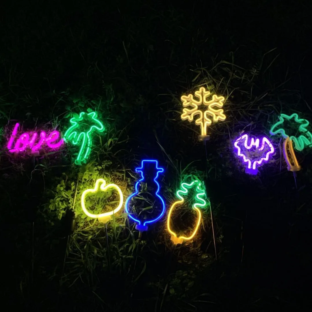 

Solar LED Ground Plug-in Neon Nightlights Christmas Series Snowflake Snowman Christmas Tree Outdoor Floor Garden Night Lights