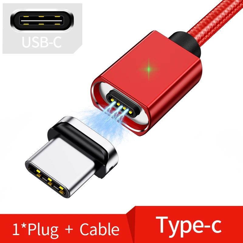 Type C Cable Red Магнитный USB кабель Micro USB Type C Магнитный кабель для iphone Samsung Huawei USB C Android зарядное устройство Быстрая зарядка данных USB шнур - Цвет: Type C Cable Red
