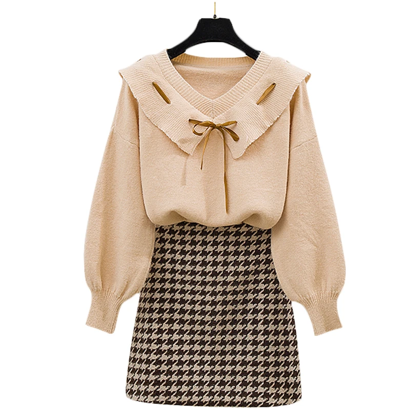 

Outside wear pullovers collaosed lotus leaf gets new sweater web celebrity skirts a-line skirt suit