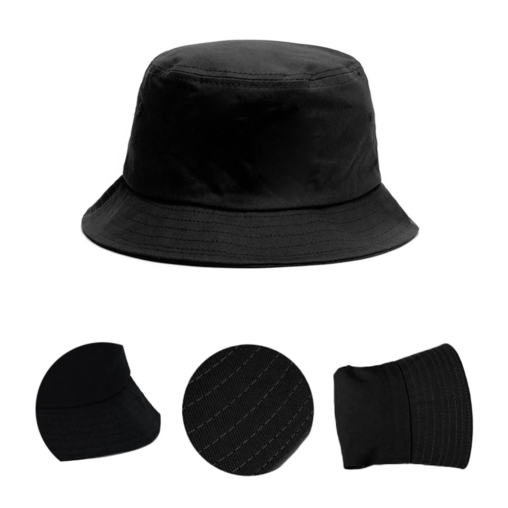 

Black White Solid Bucket Hat Unisex Bob Caps Hip Hop Gorros Men women Summer Panama Cap Beach Sun Fishing boonie Hat
