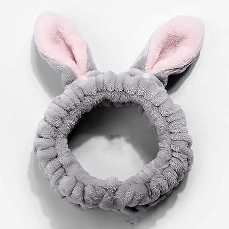 Dark gray Новая мягкая повязка для волос с кроличьими ушками, женская головная повязка, милые симпатичные повязки для волос, повязка для волос, головной убор с аксессуарами для волос - Цвет: Dark gray