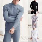 Комплект мужской одежды из 2 предметов, теплый комплект из топа и брюк, пуловер, термобелье для мужчин размера плюс, зима 2019