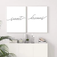 minimalist black white sweet dream canvas poster text quotes print nordic wall art painting modern picture bedroom decoration