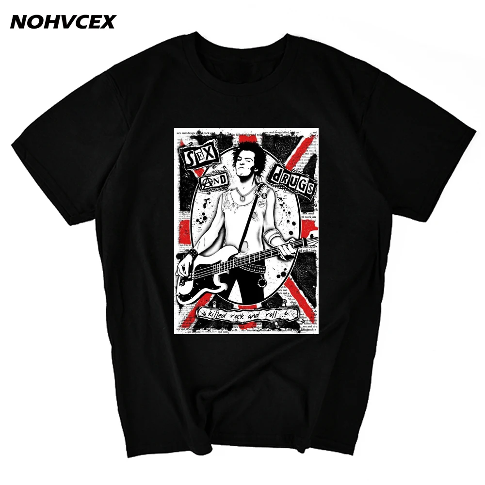 СИД вишес Футболка с принтом мужские летние сексуальные пистолеты топы Мужские