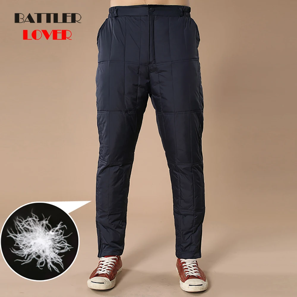 Мужские зимние ульсветильник штаны на белом утином пуху светильник