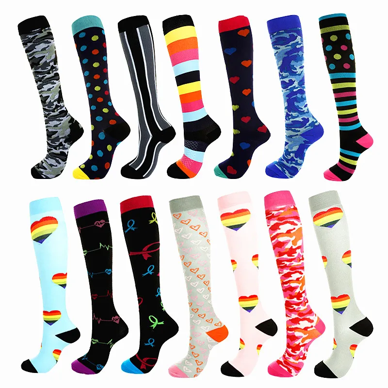 

9 Colors Men Socks Professional Compression Socks Breathable Travel Activities Fit For Nurses Shin Splints Flight Travel Socks