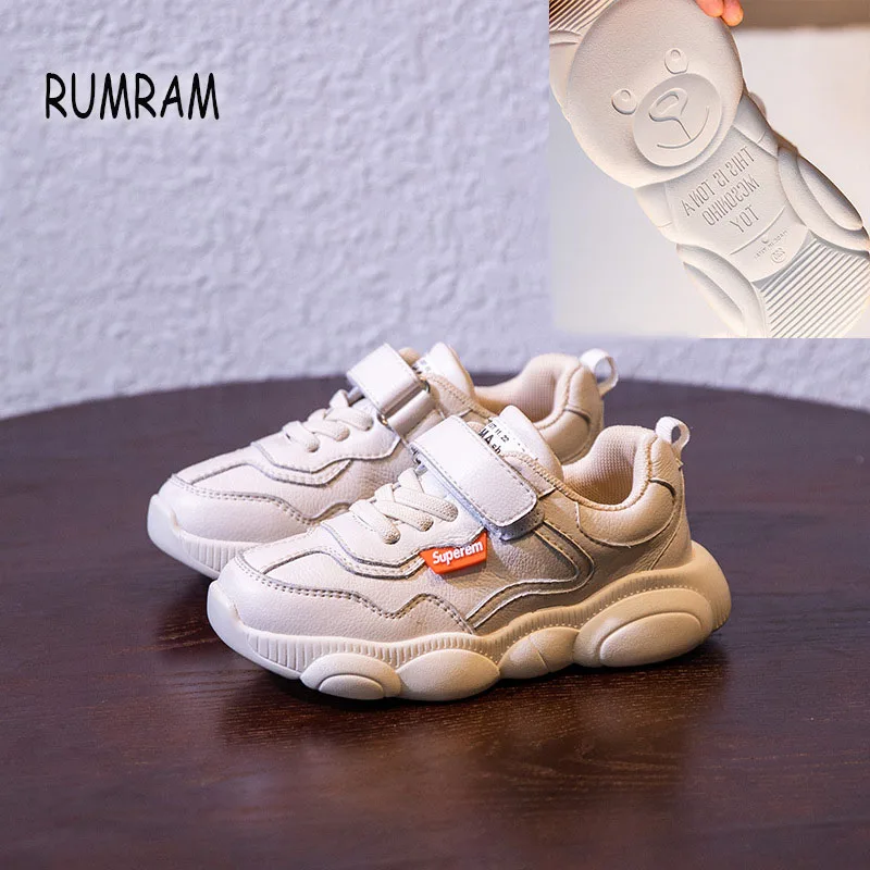 RUMRAM/Школьная обувь для мальчиков и девочек с медведем на шнуровке из PU